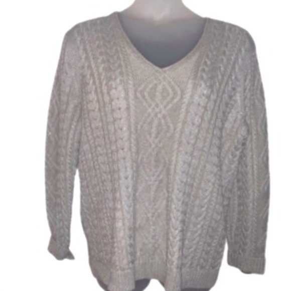 Lauren Ralph Lauren Sweaters - Ralph Laureen Oatmeal Sweater w/Silver Thread 2X